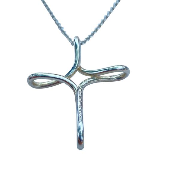 Tiffany & Co Elsa Peretti Infinity Cross Pendant Necklace-18" - Picture 6 of 9